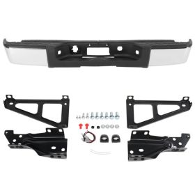 Pickup Rear Bumper Chevrolet Silverado 1500 2007-2013-Silver/Steel/No Hole